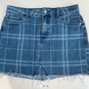 PacSun Jean Skirt with Plaid Detail